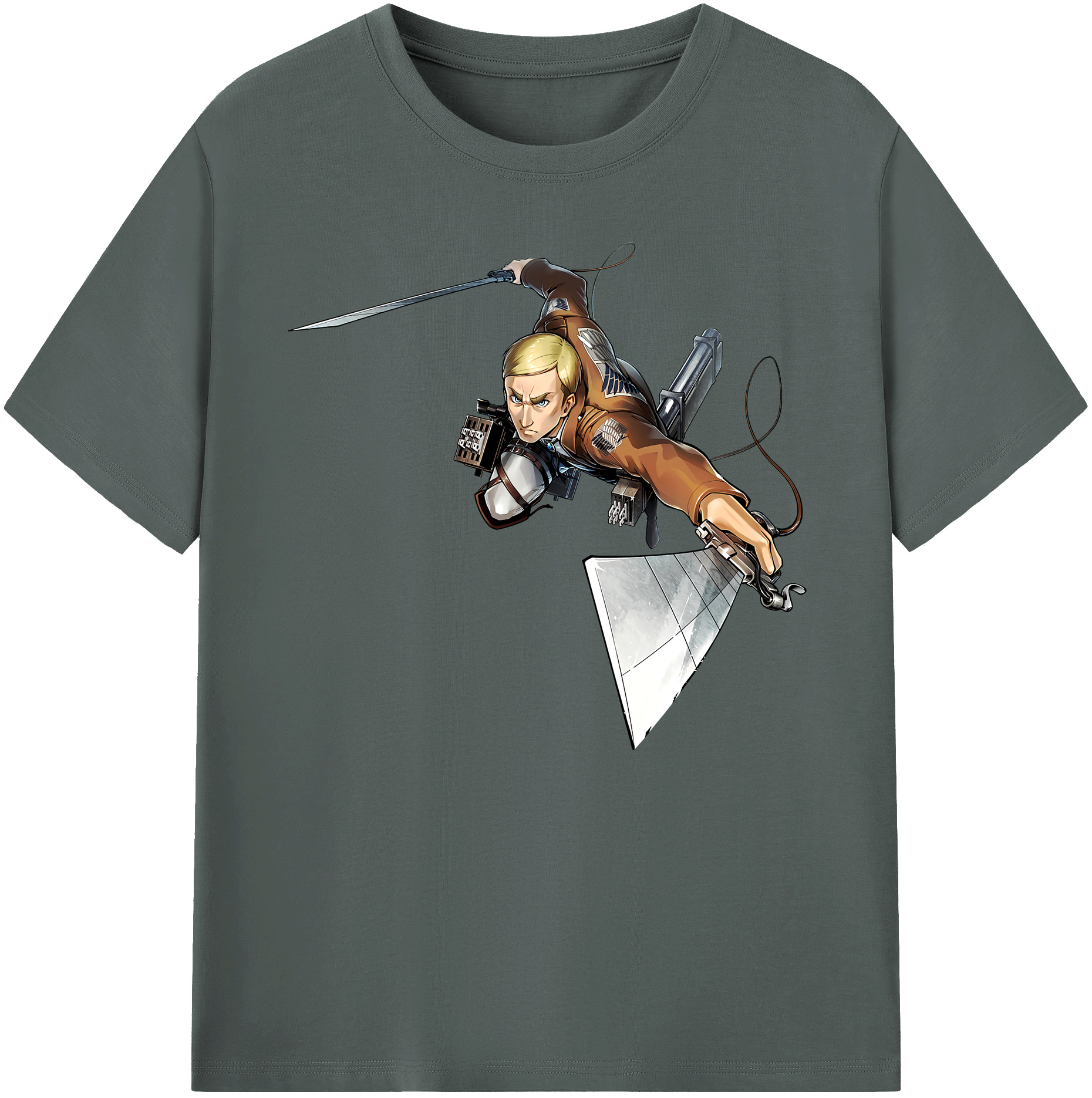 （画像用） 進撃の巨人 エルヴィン・スミス Attack on Titan Erwin Smith 綿100％ メンズ半袖Tシャツ｜肌触りやわらか＆通気性